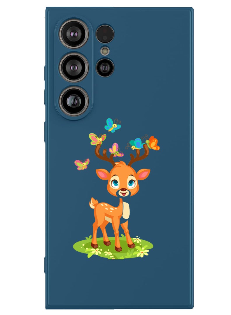 Theodor Protective Slim Fit Case Liquid Silicone Cover with Full Body Protection Anti-Scratch Shockproof Case For Samsung Galaxy S25 Ultra (Blue) - deer - Image 1