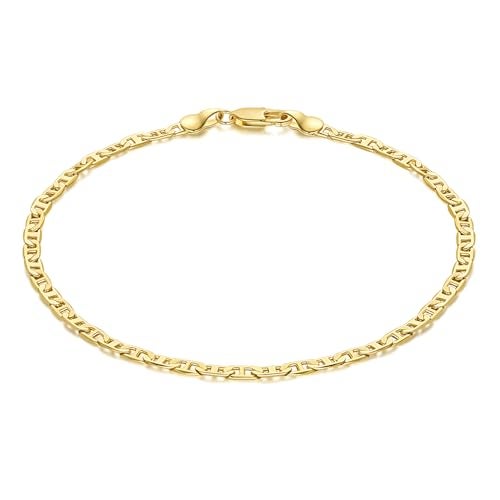 CISSIEPERAL Ankle Bracelets 14K Gold Anklets for Women Waterproof 3.4mm Mariner Chain Anklets for Women Women’s Ankle Bracelet Anchor Chain 9’’ 10’’ 11’’(Length 10 Inches) - Image 1