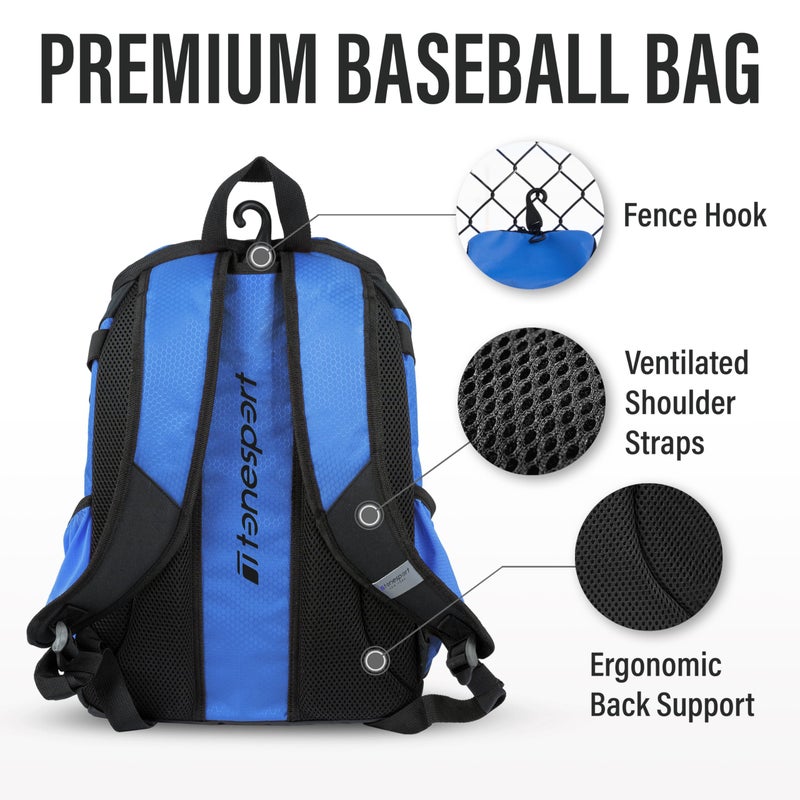 Tonesport Youth Baseball Bag - Backpack for Baseball, Softball, Tball - Bat Bag for Youth - Royal Blue - Image 4