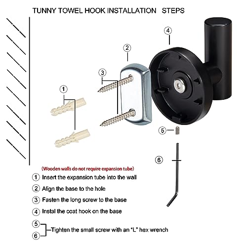 TUNNY 3 Pack Round Bathroom Towel Hooks - Champagne Gold Robe & Coat Hooks for Bathroom & Bedroom - Image 5