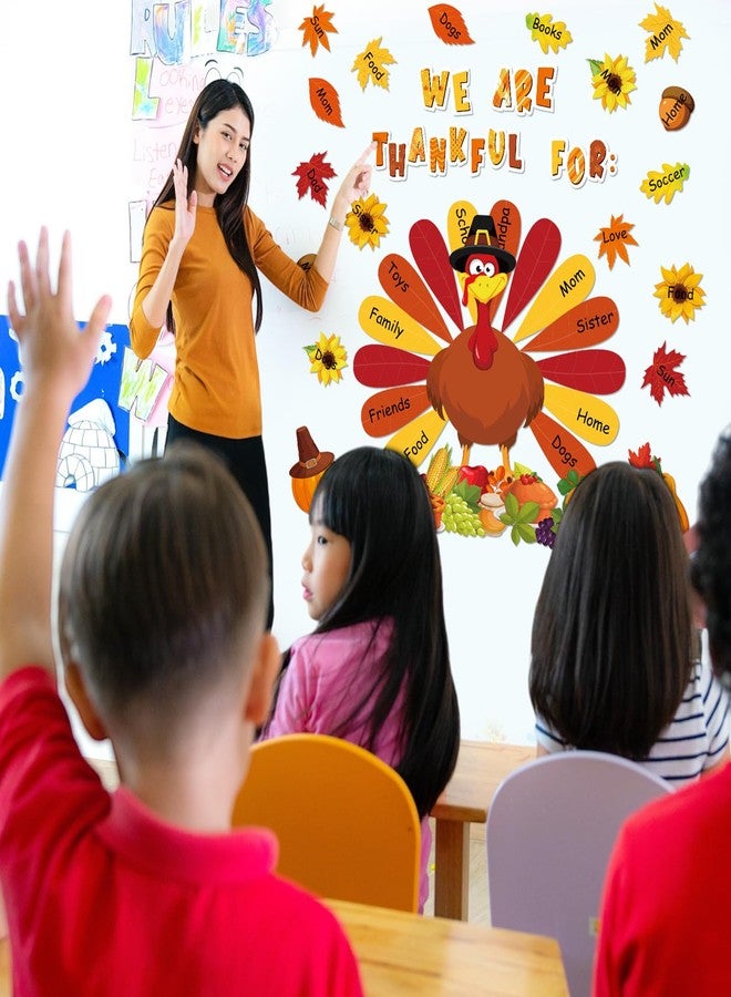 Blosssound 48 Pcs Magnetic Thanksgiving Bulletin Board Decorations Set We are Thankful Classroom Decor Magnet Large Turkey Autumn Pumpkin Harvest Food Cutouts for Bulletin Boards School Wall Supplies - Image 5