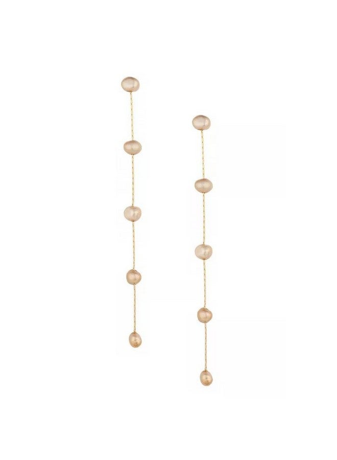 Ettika Gold Earrings For Women. Pearl Earrings Dripping With Champagne Pearls Delicate Drop Earrings. Jewelry 18K Gold Plated - Image 1