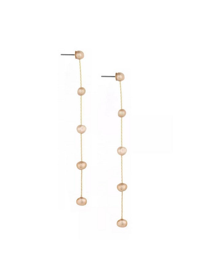 Ettika Gold Earrings For Women. Pearl Earrings Dripping With Champagne Pearls Delicate Drop Earrings. Jewelry 18K Gold Plated - Image 3