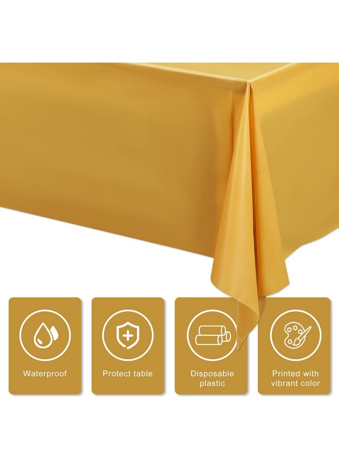 Moukeren - 16 Pack Plastic Tablecloths Bulk 54 X 108 Inch Disposable Rectangle Table Covers Waterproof Party Table Cloths For Indoor Or Outdoor Events Birthday Party Decor Supplies (Gold) - Image 1