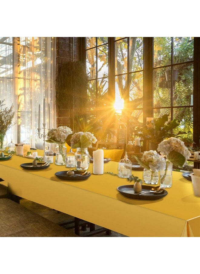 Moukeren - 16 Pack Plastic Tablecloths Bulk 54 X 108 Inch Disposable Rectangle Table Covers Waterproof Party Table Cloths For Indoor Or Outdoor Events Birthday Party Decor Supplies (Gold) - Image 1