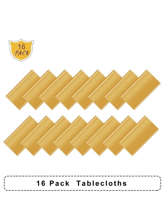 Moukeren - 16 Pack Plastic Tablecloths Bulk 54 X 108 Inch Disposable Rectangle Table Covers Waterproof Party Table Cloths For Indoor Or Outdoor Events Birthday Party Decor Supplies (Gold) - Image 1