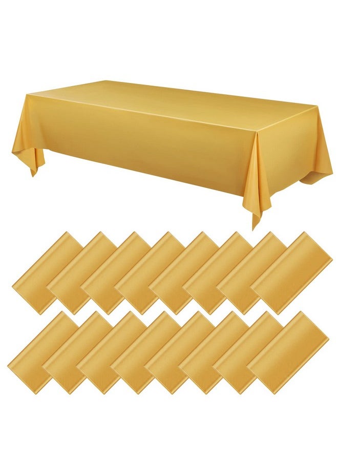 Moukeren - 16 Pack Plastic Tablecloths Bulk 54 X 108 Inch Disposable Rectangle Table Covers Waterproof Party Table Cloths For Indoor Or Outdoor Events Birthday Party Decor Supplies (Gold) - Image 1