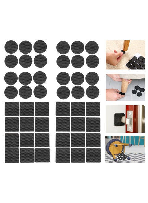 48 Pack Non Slip Rubber Furniture Pads Self Adhesive Felt Protectors for Chair Legs Hardwood Carpet Tile