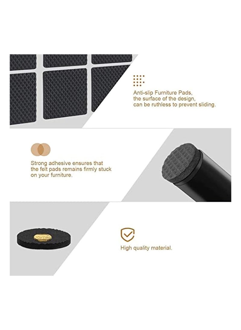 48 Pack Non Slip Rubber Furniture Pads Self Adhesive Felt Protectors for Chair Legs Hardwood Carpet Tile