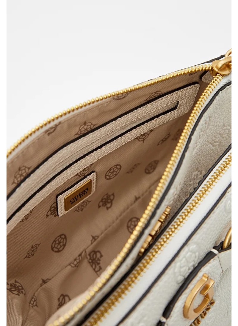 GUESS Izzy 4G Peony logo mini crossbody bag - white - Image 3