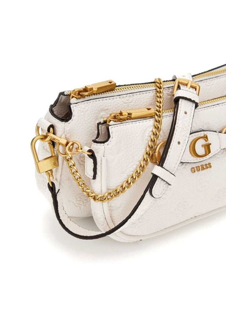 GUESS Izzy 4G Peony logo mini crossbody bag - white - Image 4