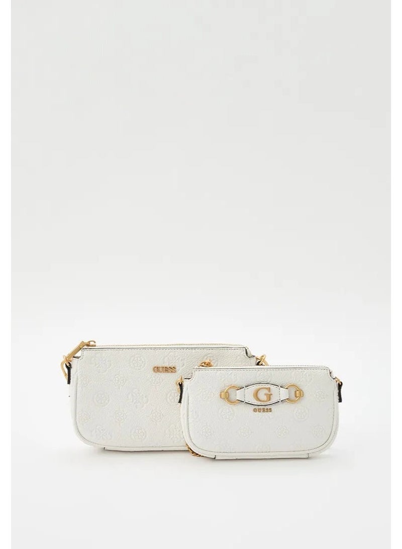 GUESS Izzy 4G Peony logo mini crossbody bag - white - Image 2