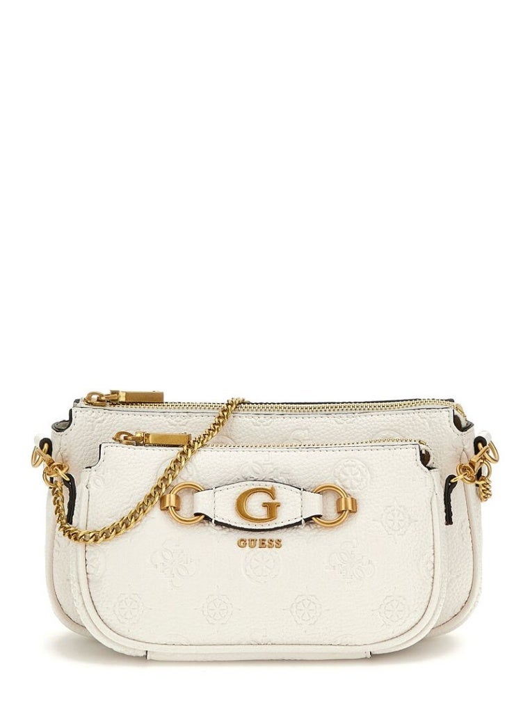GUESS Izzy 4G Peony logo mini crossbody bag - white - Image 1