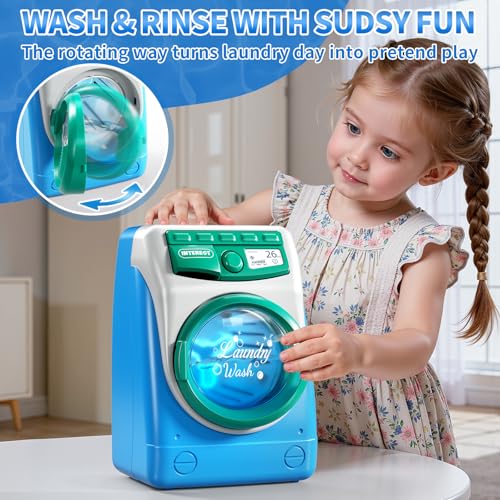 KIZONLY Toy Cleaning Set for Toddlers 13 Kids Cleaning Toy with Toddler Vacuum Cleaner Toy Washing Machine Small Iron Light and Sound Pretend Play Birthday Gifts for 3 4 5 6 7 8 Year Old Girl - Image 5
