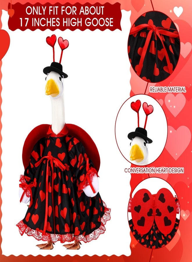 SilTriangle Valentines Goose Outfit Red Heart for Yard Lawn Outdoor Garden Patio Statue Party Valentines Holiday Decor, Red and Black, 17 Inch - Image 2