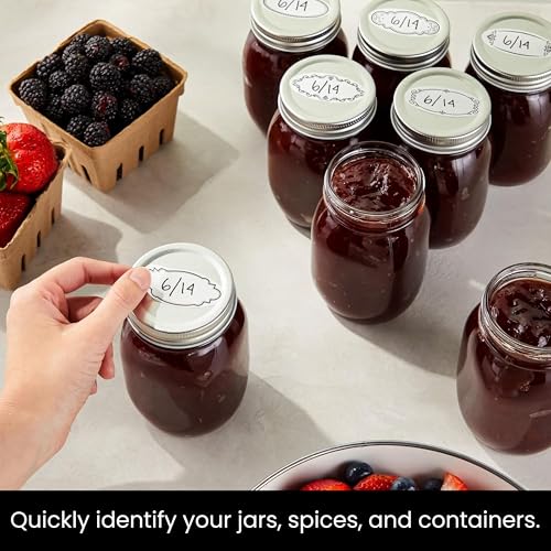 Juvale Dissolvable Food Labels 300 Pack White Rectangular 11 x 225 in Canning Jar Labels Pantry Freezer Container Stickers 8 Unique Designs - Image 3