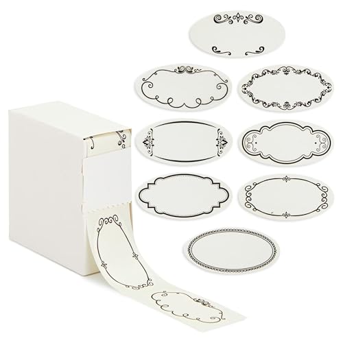 Juvale Dissolvable Food Labels 300 Pack White Rectangular 11 x 225 in Canning Jar Labels Pantry Freezer Container Stickers 8 Unique Designs - Image 1