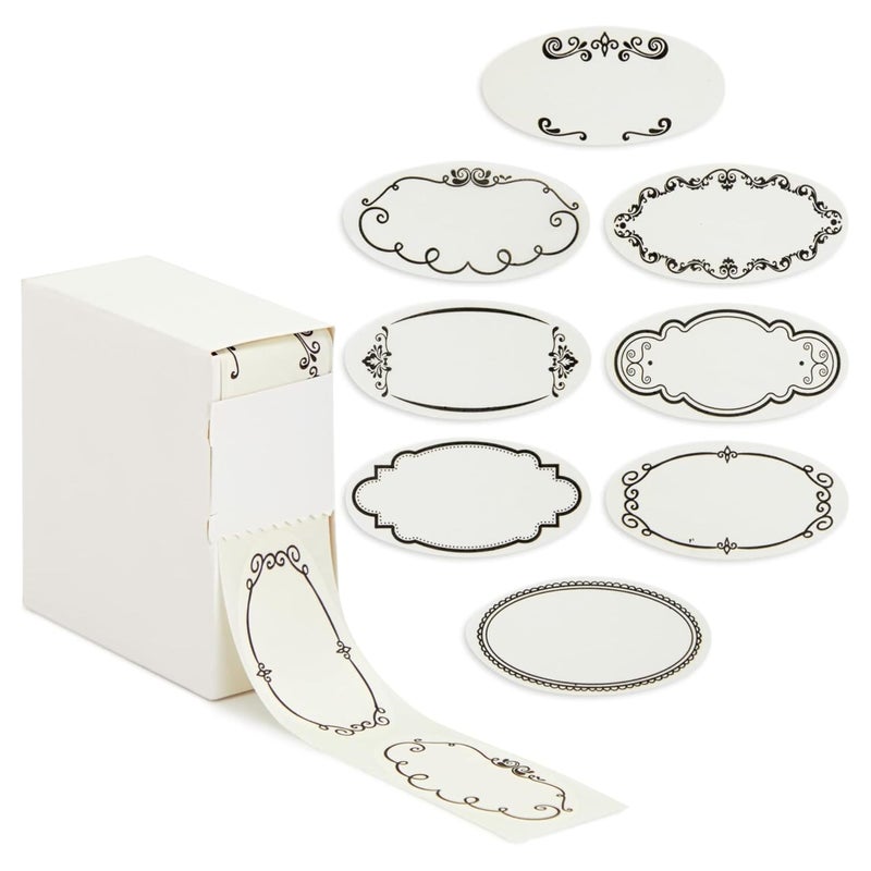 Juvale Dissolvable Food Labels 300 Pack White Rectangular 11 x 225 in Canning Jar Labels Pantry Freezer Container Stickers 8 Unique Designs - Image 2