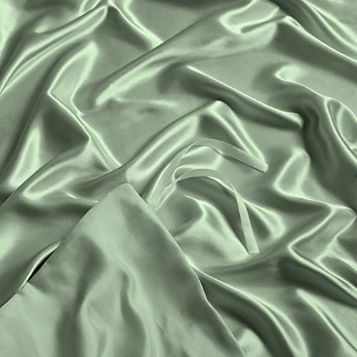 NSGZ 60" x 80" Satin Duvet Cover for Weighted Blanket, Luxury Silky Removable Satin Weighted Blanket Cover with 8 Ties Secure Fastening, Sage Green - Image 5
