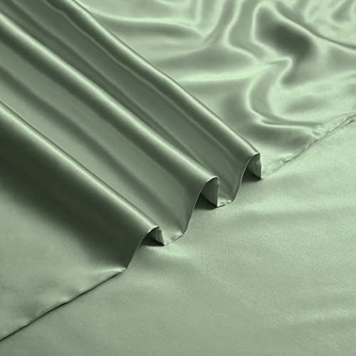 NSGZ 60" x 80" Satin Duvet Cover for Weighted Blanket, Luxury Silky Removable Satin Weighted Blanket Cover with 8 Ties Secure Fastening, Sage Green - Image 4