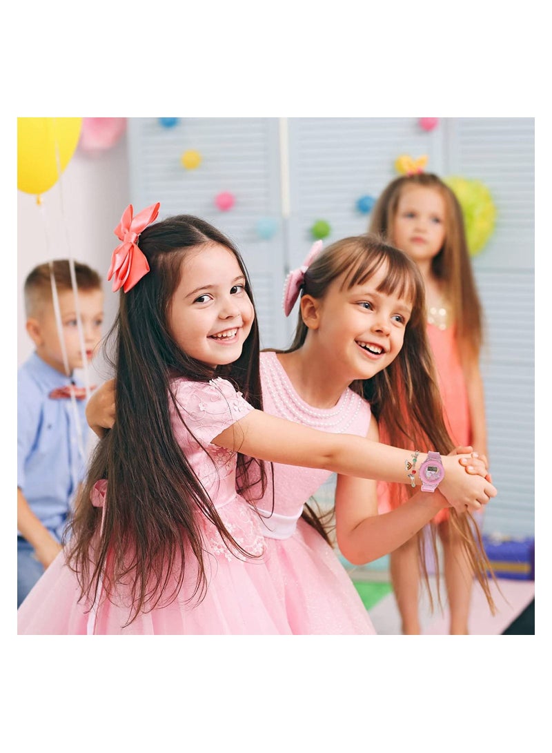 SYOSI Unicorn Watch Bracelet Set Beads Pink Luminous 3D Cute Cartoon Silicone Children Toddler Wrist Watch Bangle for Kids Girls Little Child - Image 2