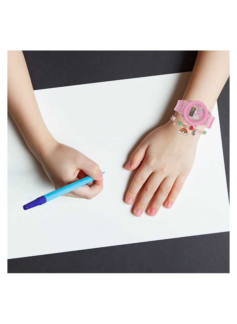 SYOSI Unicorn Watch Bracelet Set Beads Pink Luminous 3D Cute Cartoon Silicone Children Toddler Wrist Watch Bangle for Kids Girls Little Child - Image 4
