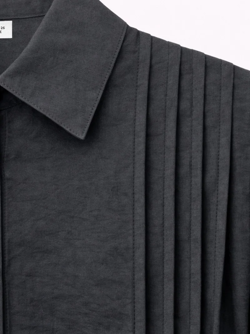 ميكسراي MIXRAY Textured Ribbed Button-Up Shirt