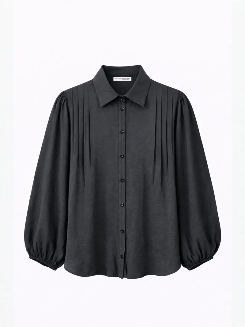 ميكسراي MIXRAY Textured Ribbed Button-Up Shirt
