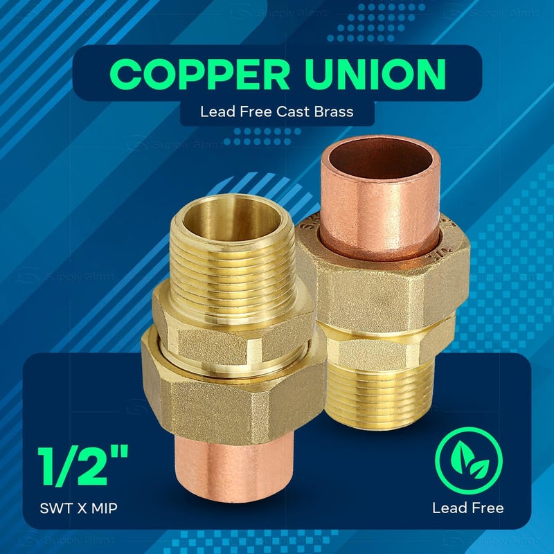 Supply Giant موصل نحاسي خالي من الرصاص 1/2" من Supply Giant مع توصيل لحام إلى خيوط ذكر - Image 2
