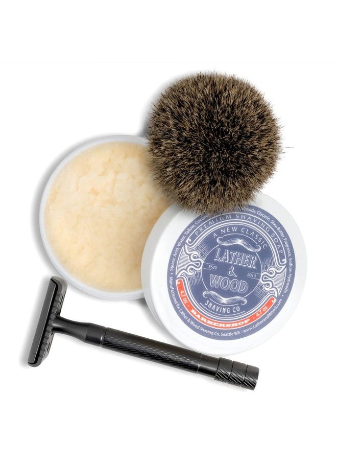 Lather & Wood Shaving Co - Lather & Wood Shaving Soap - Barbershop - Simply The Best Luxury Shaving Cream - Tallow - Dense Lather with Fantastic Scent for The Worlds Best Wet Shaving Routine. 4.7 oz (Barbershop) - Image 1