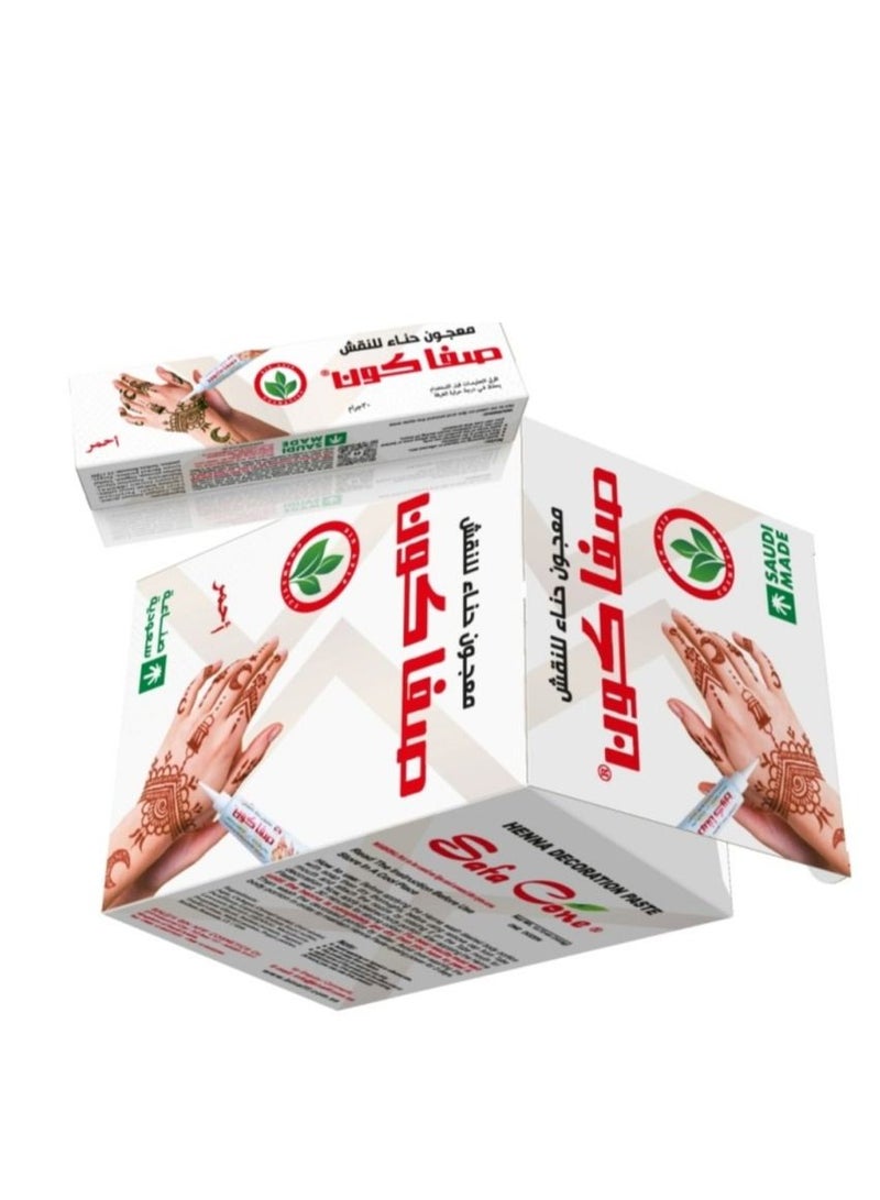 صفا معجون حنا لنقش وتزيين الجسم يحتوي على ١٢ قطعه بالون الاحمر