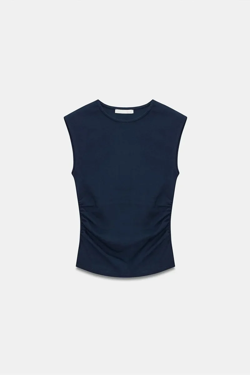 Dilvin Navy Blue DILVIN Sleeveless Ribbed Crew Neck Slim Fit T-Shirt for Women | Best Price UAE