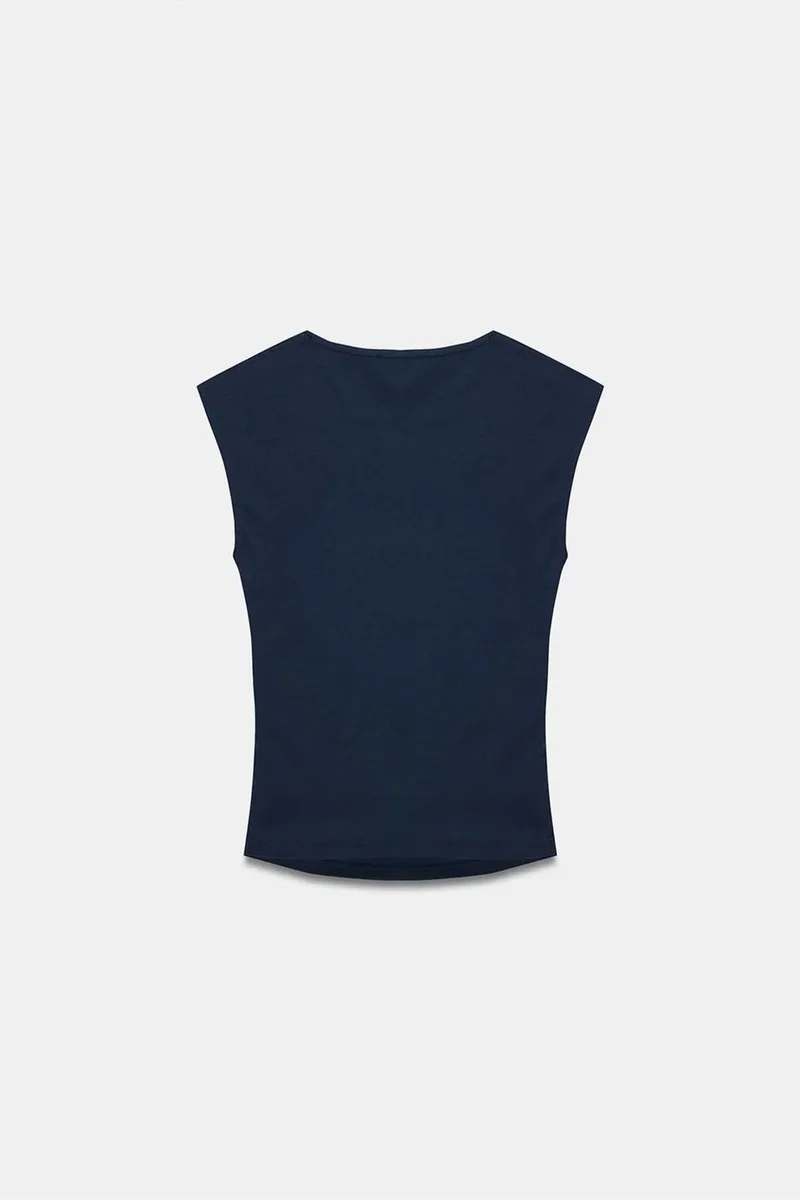 Dilvin Navy Blue DILVIN Sleeveless Ribbed Crew Neck Slim Fit T-Shirt for Women | Best Price UAE
