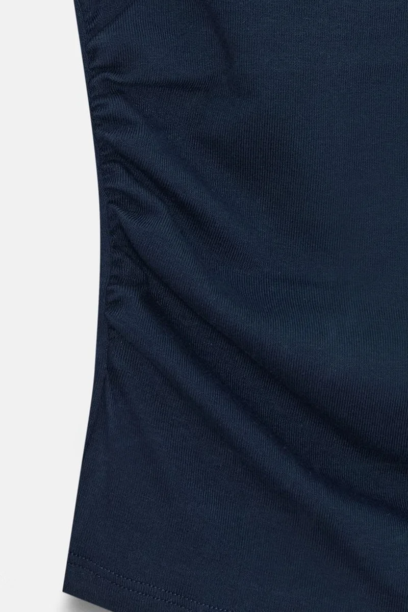 Dilvin Navy Blue DILVIN Sleeveless Ribbed Crew Neck Slim Fit T-Shirt for Women | Best Price UAE
