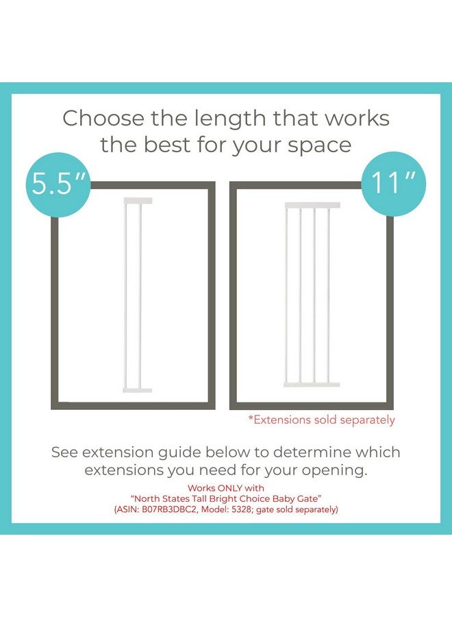 Toddleroo by North States Toddleroo by North States 11" Extension for “Tall Bright Choice Baby Gate” Adjust to fit your space. Add up to 3 extensions for a gate that is max 54” wide. No tools required. (Adds 11"" width, White) - Image 2