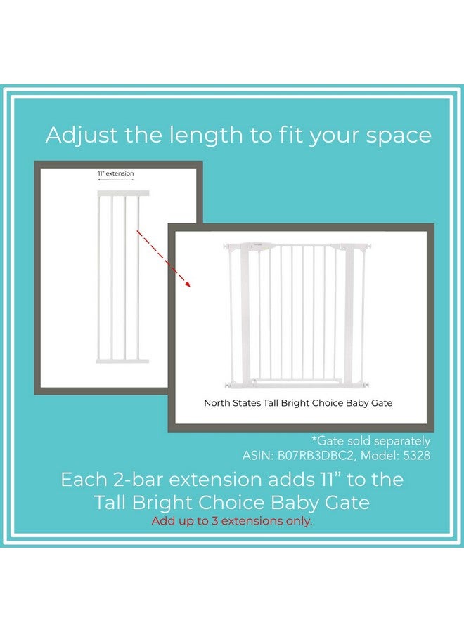 Toddleroo by North States Toddleroo by North States 11" Extension for “Tall Bright Choice Baby Gate” Adjust to fit your space. Add up to 3 extensions for a gate that is max 54” wide. No tools required. (Adds 11"" width, White) - Image 5