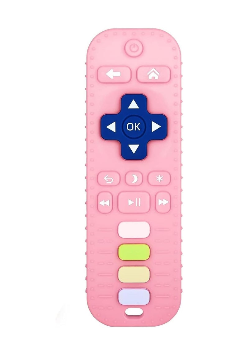 Kids Mobile Toy Remote Control Educational Silicone TV Silicone with Bright and Different Colors and Interactive Functions Pink - Image 1