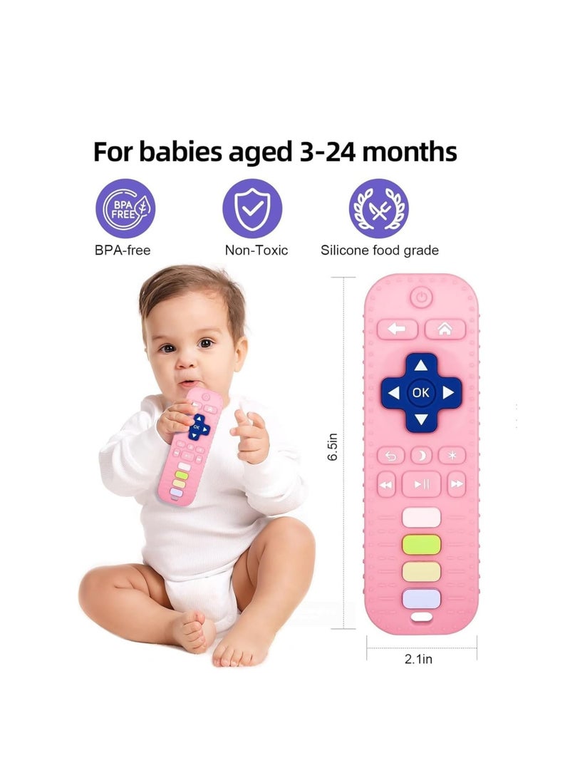 Kids Mobile Toy Remote Control Educational Silicone TV Silicone with Bright and Different Colors and Interactive Functions Pink - Image 2