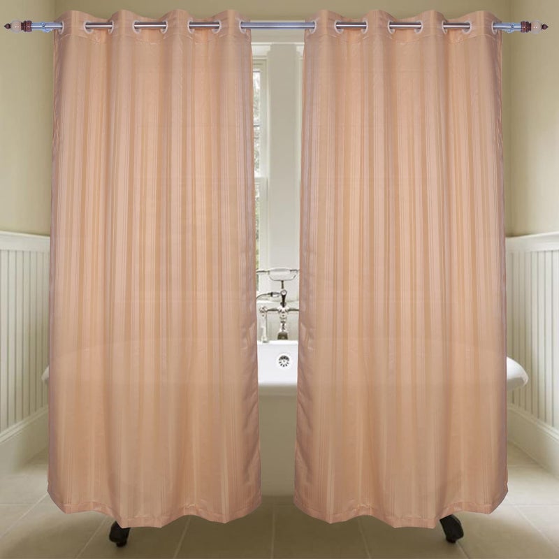 Parda Online 213 cm 7 ft Waterproof Shower Curtain With Eyelets Window Polyester Fabric Strips Design Beige colour Pack of 1 Bathroom Shower Curtain Waterproof Polyester 213 L x 121 W centimeters - Image 1