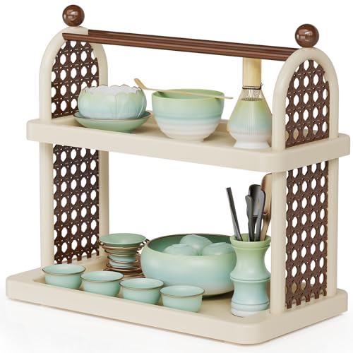 NiHome Matcha Station Organizer Shelf MultiTier Matcha Coffee Stand Plastic Countertop Mug Cup Bottle Display Tray Holder for Tea and Coffee Bar Accessories - Image 1