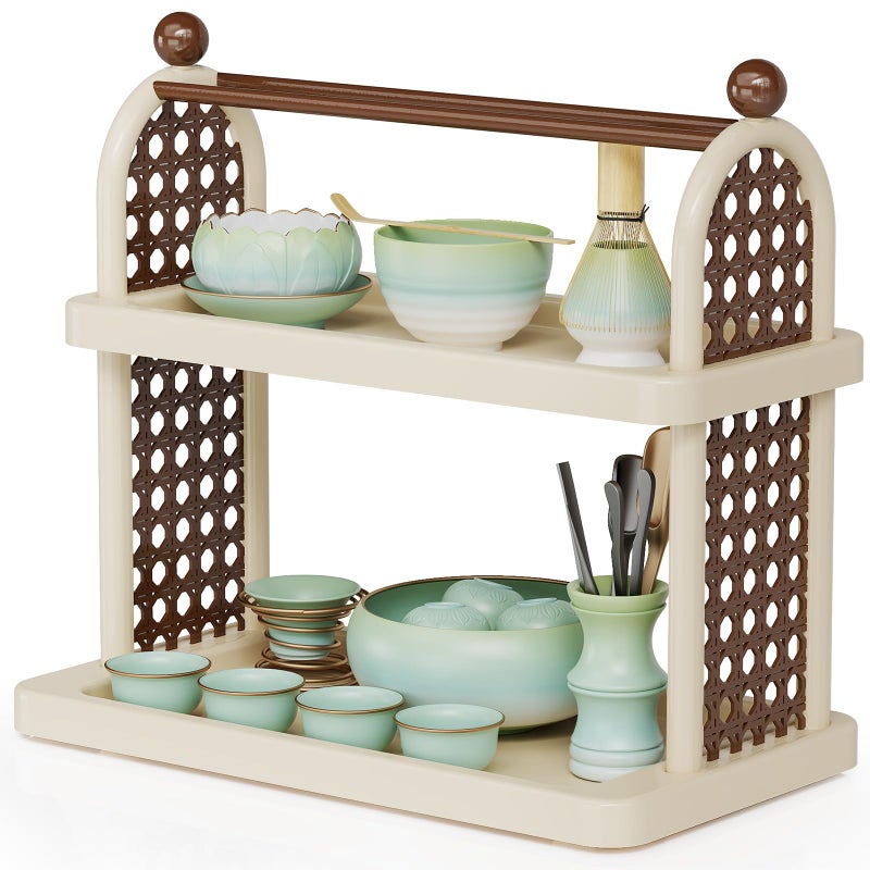 NiHome Matcha Station Organizer Shelf MultiTier Matcha Coffee Stand Plastic Countertop Mug Cup Bottle Display Tray Holder for Tea and Coffee Bar Accessories - Image 2