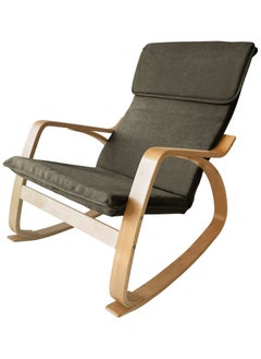 Moon Home and more.. Modern Bentwood Rocking Chair Chenille Fabric Upholstered Relax Rocker Lounge Chair Brown  - Image 1