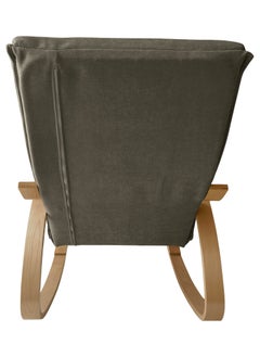 Moon Home and more.. Modern Bentwood Rocking Chair Chenille Fabric Upholstered Relax Rocker Lounge Chair Brown  - Image 4