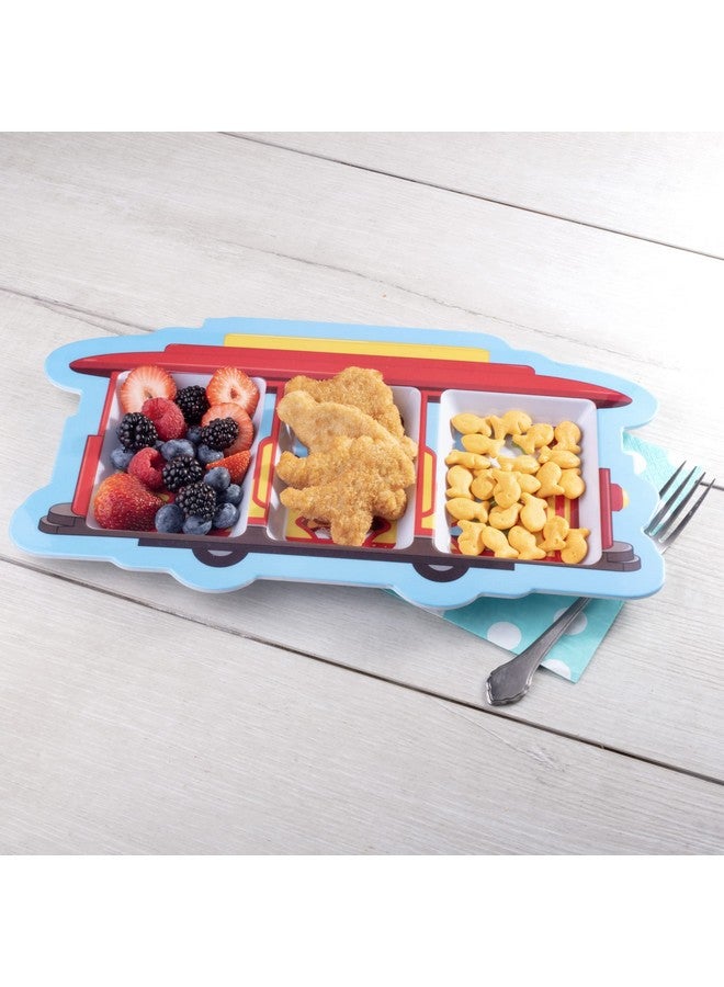 أس سي أس دايركت طبقان طعام دانيال تايجر - عربة - أطباق لطيفة مقسمة بجوانب عميقة للأطفال - أقسام مقسمة لعادات الأكل الصحية، خالية من مادة BPA، آمنة للاستخدام في غسالة الأطباق، متينة ومقاومة للكسر - Image 2