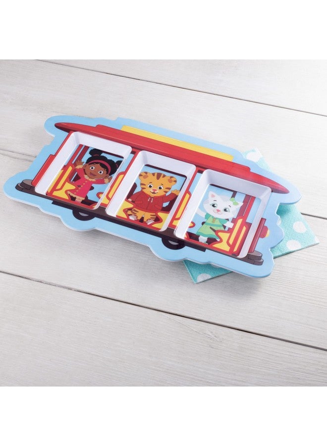 أس سي أس دايركت طبقان طعام دانيال تايجر - عربة - أطباق لطيفة مقسمة بجوانب عميقة للأطفال - أقسام مقسمة لعادات الأكل الصحية، خالية من مادة BPA، آمنة للاستخدام في غسالة الأطباق، متينة ومقاومة للكسر - Image 4