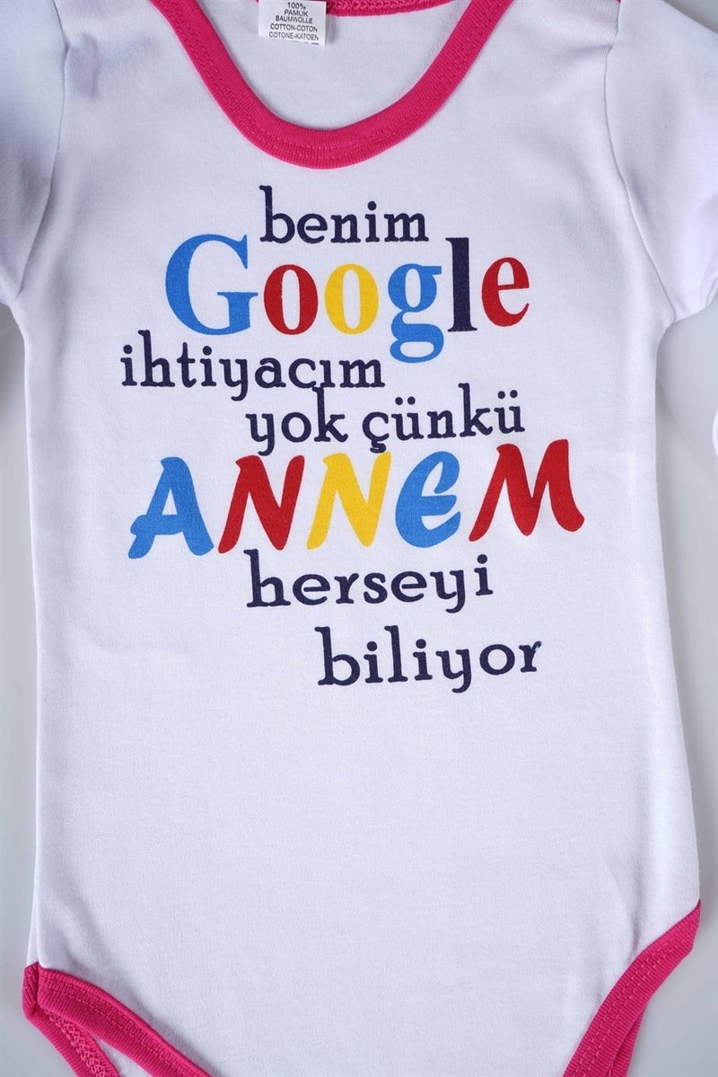 Miniko Kids New Season Google Mom Written Baby Child Long Sleeve Cotton Bodysuit - Image 2