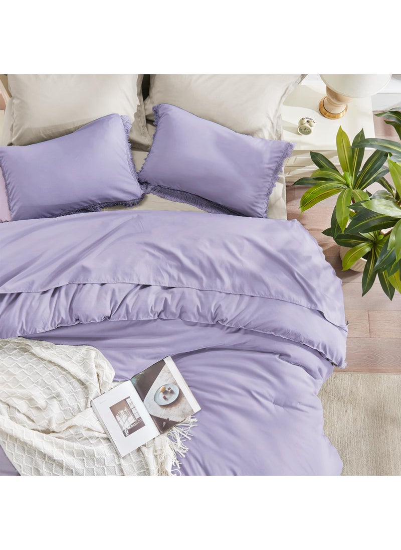 Andency Andency Queen Comforter Set Lavender  Purple 3 Pieces Boho Tassel Lightweight Bedding Comforter Sets  Winter Soft Fluffy Fringe Bed Set (90x90In Comforter & 2 Pillowcases)  - Image 5