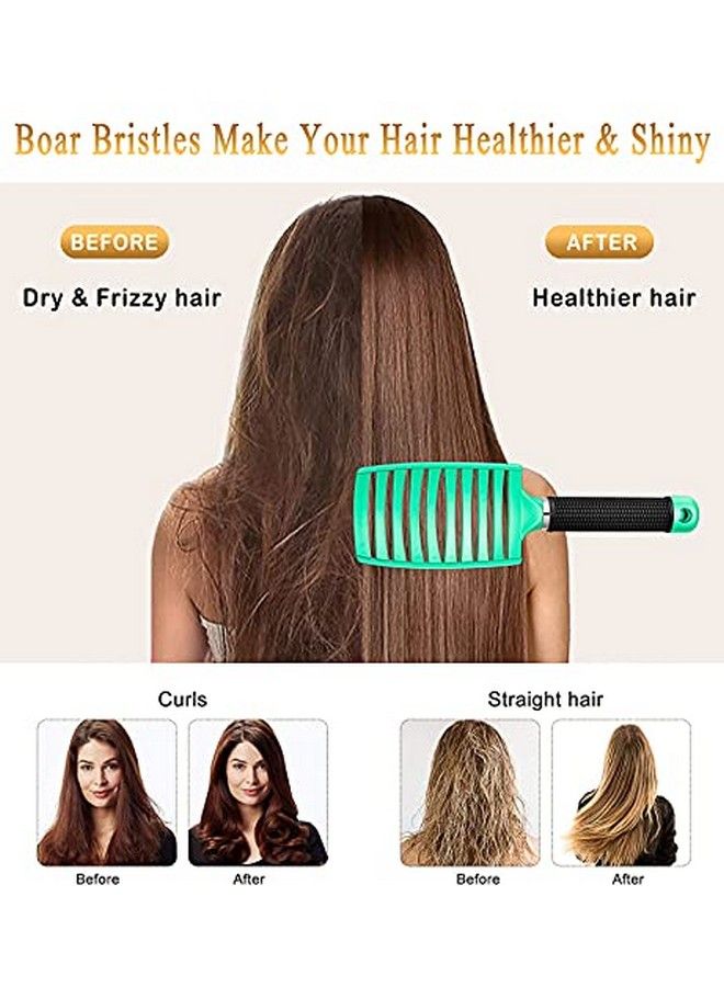 KTKUDY Detangling Brush Boar Bristles Hair Brush Make Hair Shiny & Healthier Curved And Vented Detangler Brush For Women Men Kids Wet And Dry Hair (Light Green) - Image 4