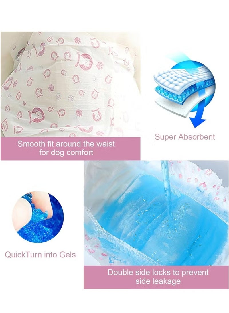 MileMelo Disposable Pet Diapers Female Dogs Super Absorbent Soft Including 20 Count for Puppy Cats or Dogs 6-14kg Pink Size L - Image 4