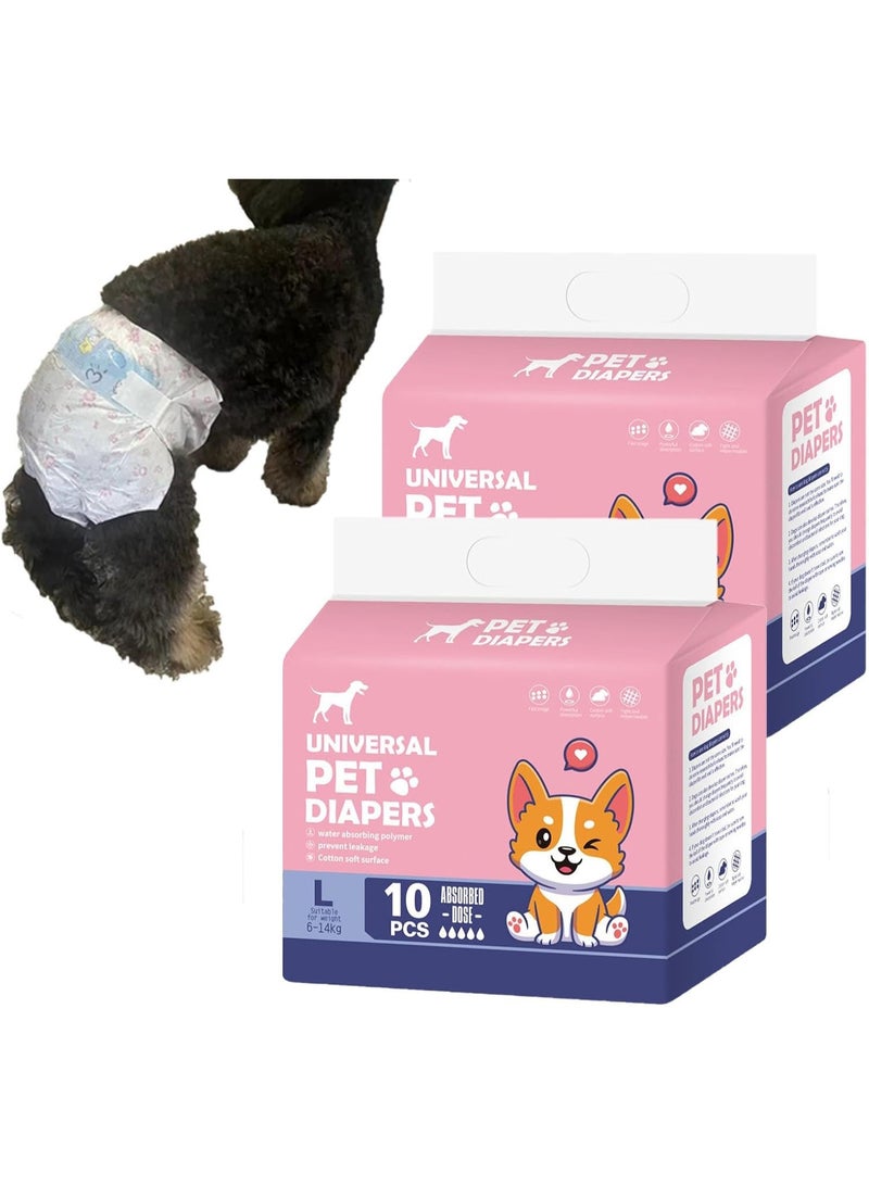 MileMelo Disposable Pet Diapers Female Dogs Super Absorbent Soft Including 20 Count for Puppy Cats or Dogs 6-14kg Pink Size L - Image 1